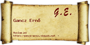 Gancz Ernő névjegykártya